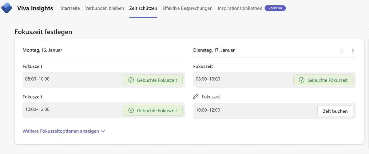 Abbildung aus „Viva Insights: die Fokuszeit richtig nutzen“